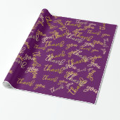Papier Cadeau Merci Holographe Script Sirène Plum or (Déroulé)