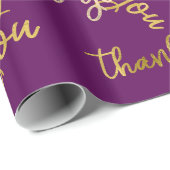 Papier Cadeau Merci Holographe Script Sirène Plum or (Coin rond)