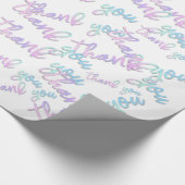 Papier Cadeau Merci Holographe Script Sirène rose blanc (Coin)