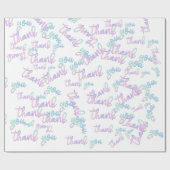 Papier Cadeau Merci Holographe Script Sirène rose blanc (Plat)