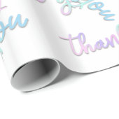 Papier Cadeau Merci Holographe Script Sirène rose blanc (Coin rond)