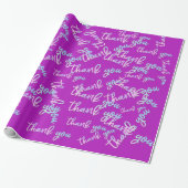 Papier Cadeau Merci Holographe Script Sirène rose Fuchsia (Déroulé)