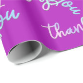 Papier Cadeau Merci Holographe Script Sirène rose Fuchsia (Coin rond)
