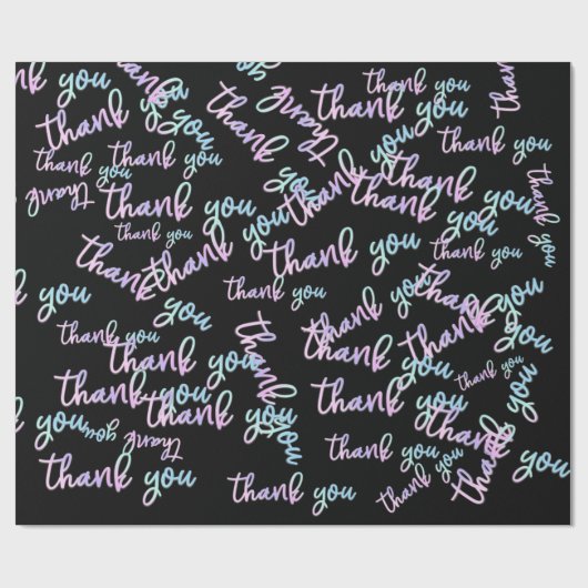 Papier Cadeau Merci Holographe Script Sirène rose noir (Plat)