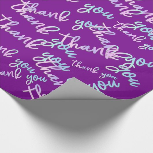 Papier Cadeau Merci Holographe Script Sirène rose violet (Coin)