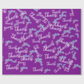 Papier Cadeau Merci Holographe Script Sirène rose violet (Plat)