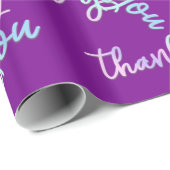Papier Cadeau Merci Holographe Script Sirène rose violet (Coin rond)