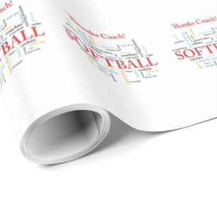 Papier Cadeau Merci Les Mots De L'Entraîneur Softball Du Groupe,