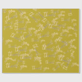 Papier Cadeau Merci Mustard Kraft Mariage d'or Anniversaire (Plat)