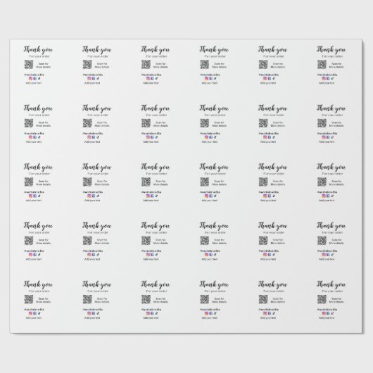 Papier Cadeau Merci pour votre commande ajouter q r coordonnées (Plat)