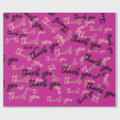 Papier Cadeau Merci rose Berry Gold Caligraphie Script Favoriser (Plat)