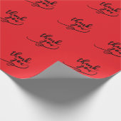 Papier Cadeau Merci Rouge Clair Classique Unique Simple (Coin)