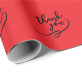 Papier Cadeau Merci Rouge Clair Classique Unique Simple (Coin rond)