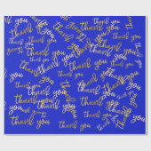 Papier Cadeau Merci Script Sirène Or Faveur Bleu (Plat)