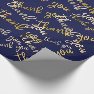 Papier Cadeau Merci Script Sirène Or Mariage Faveur Bleu