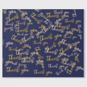 Papier Cadeau Merci Script Sirène Or Mariage Faveur Bleu (Plat)