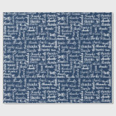 Papier Cadeau Merci Texte sur Navy Blue (Plat)