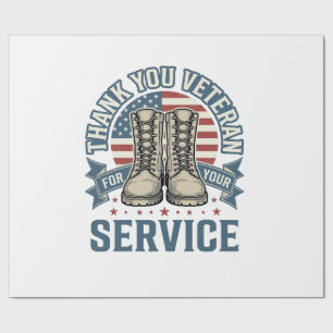Papier Cadeau Merci Vétéran Patriotique Bottes Service Chemise_1