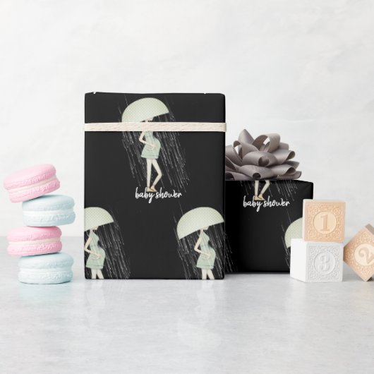 Papier Cadeau Mère attenante avec parapluie (Baby Shower)