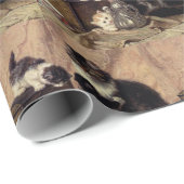 Papier Cadeau Mère chat et chatons (Coin rond)