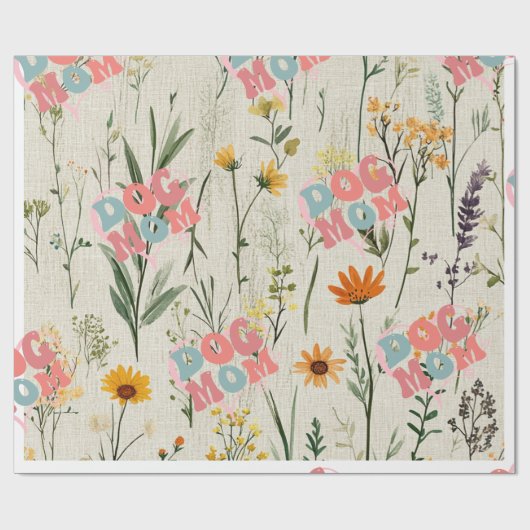 Papier Cadeau mère de chien floral (Plat)