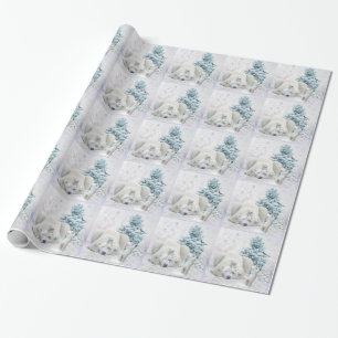 Papier Cadeau Mère fatiguée d'ours blanc avec des bébés