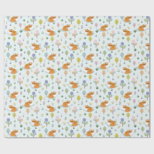 Papier Cadeau Mère Fox Bébé Fox Dormir Dans La Forêt (Plat)