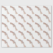 Papier Cadeau Mère girafe avec bébé aquarelle Safari mignon (Plat)