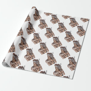 Papier Cadeau Mère Giraffe avec Bébé Giraffe