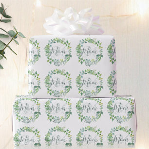 Papier Cadeau Mère Verdure Foliage Wreath Fête des Mères