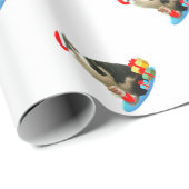 Papier Cadeau Merlin Chat de Noël mignon (Coin rond)