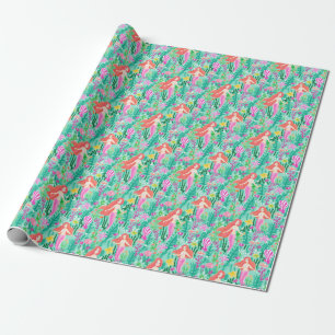 Papier Cadeau Mermaid Birthday Pool Beach Party Enveloppement Pa