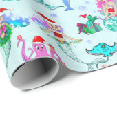 Papier Cadeau Mermaid Celebrating Christmas With Friends (Coin rond)