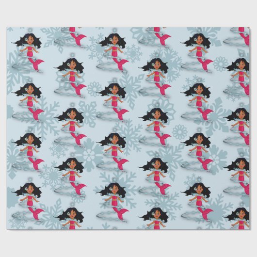 Papier Cadeau Mermaid Cute Girl Whimsical Snowflakes (Plat)