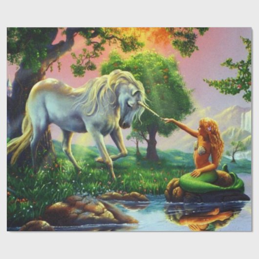 Papier Cadeau mermaid et unicorne (Plat)