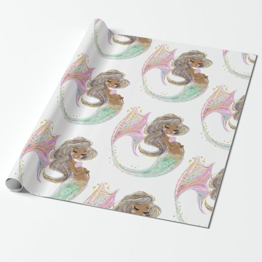 Papier Cadeau Mermaid Future Maman Baby shower. Sous La Mer. (Déroulé)