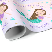 Papier Cadeau Mermaid Noël Purple Gold Parties scintillant perso (Coin rond)