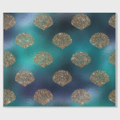 Papier Cadeau Mermaid Ocean Parties scintillant Blue Navy Gold S (Plat)