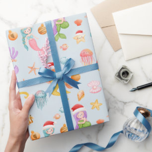 Papier Cadeau Mermaid Père Noël Motif Noël