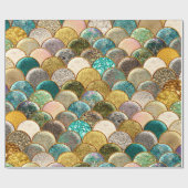 Papier Cadeau Mermaid Scales Multicolore Glitter Glam Trendy (Plat)
