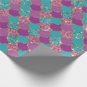 Papier Cadeau Mermaid Scales Parties scintillant Violet Fuchsia  (Coin)
