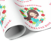 Papier Cadeau Mermaid Shells Nom personnalisé Noël (Coin rond)