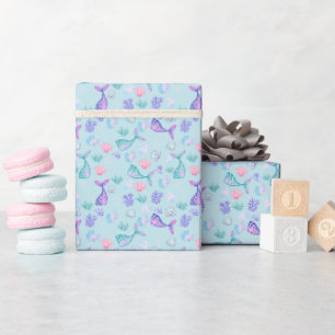 Papier Cadeau Mermaids Dream sur Pastel Blue