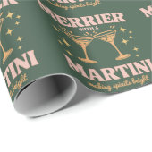 Papier Cadeau Merrier with a Martini Christmas Cocktail Holiday  (Coin rond)