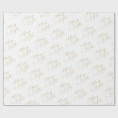 Papier Cadeau Merry & Bright Gold Script Christmas (Plat)