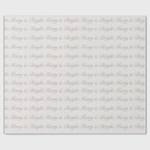 Papier Cadeau "Merry & Bright" Neutral Script Minimalist (Plat)