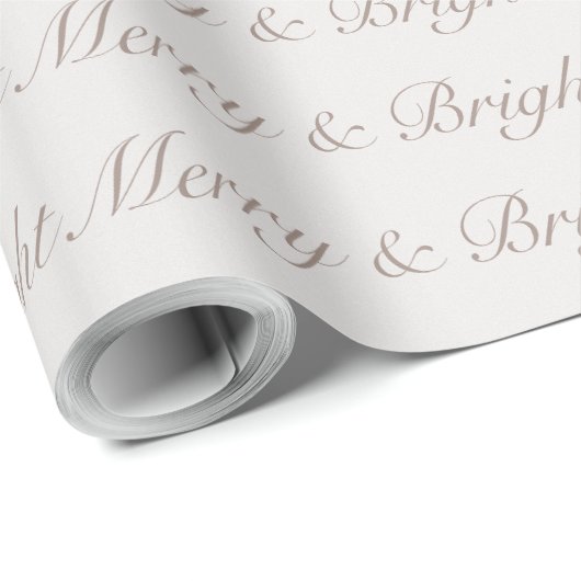 Papier Cadeau "Merry & Bright" Neutral Script Minimalist (Coin rond)
