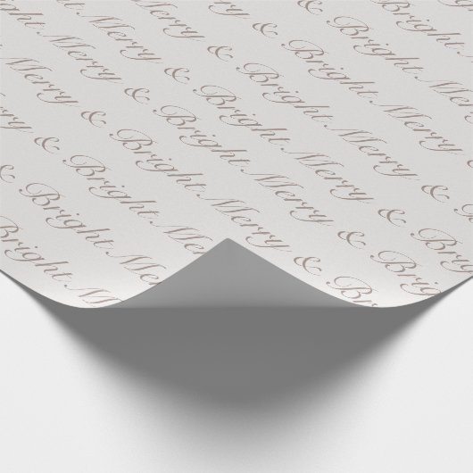 Papier Cadeau "Merry & Bright" Neutral Script Minimalist (Coin)