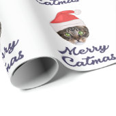 Papier Cadeau Merry Catmas, Noël Chat Santa hat Invitation (Coin rond)