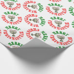 Papier Cadeau Merry Chrismanukah - Noël Chanukah Menorah<br><div class="desc">La façon parfaite de célébrer Noël et Hanouka en même temps. Joyeux Noël   Joyeux Chanukah = Joyeux Chrismanukah,  avec Sucre de canne bougies Menorah.</div>